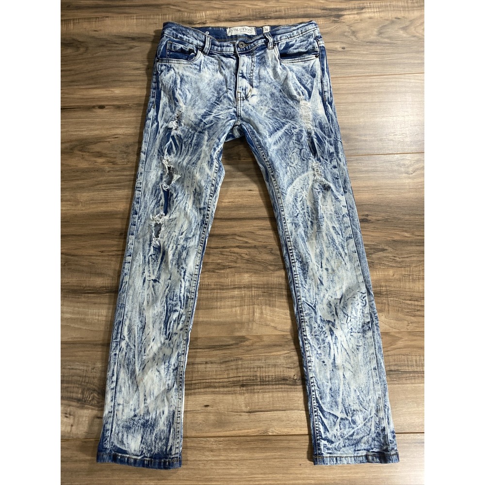 Evolution‎ In Design Men's Skinny Jeans Size 20 Bleach Light Wash ripped